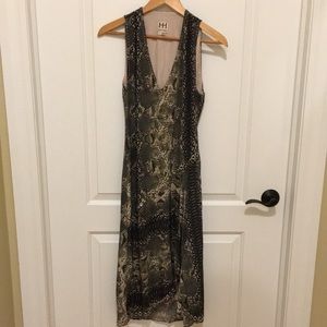 Haute Hippie multi color silk asymmetrical snake print size small short dress